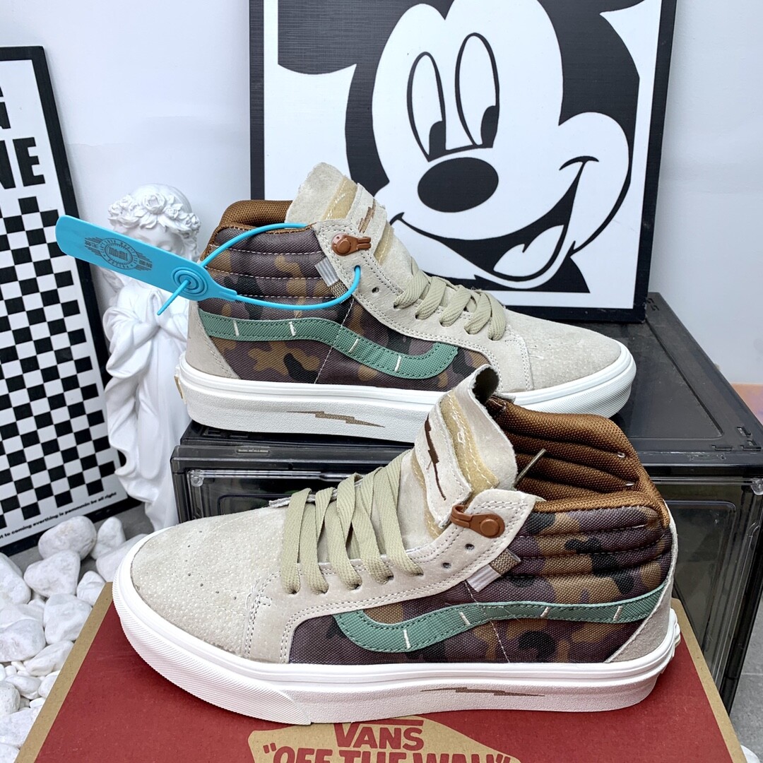 Vans Sk8 Hi Slim 万斯高帮休闲鞋 卡其色 硫化底 魔术贴 36-44码 男女现货