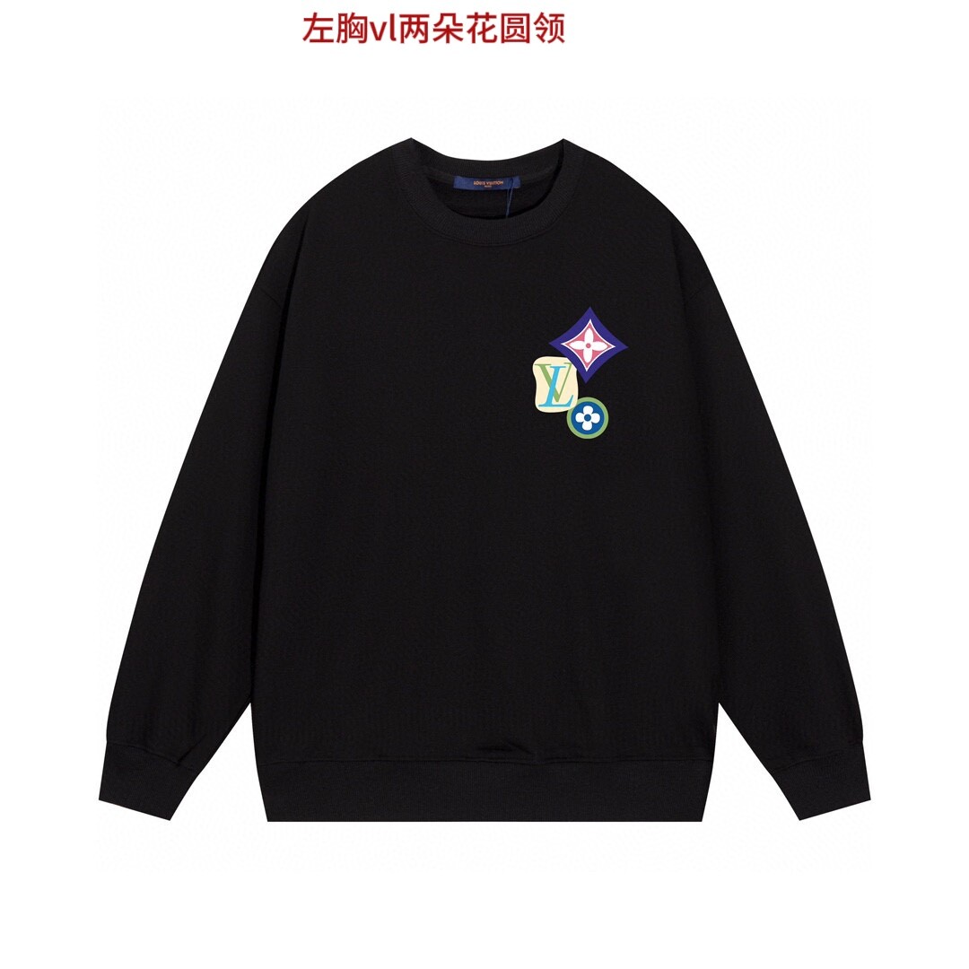 左胸vl两朵花圆领350克纯棉华棉