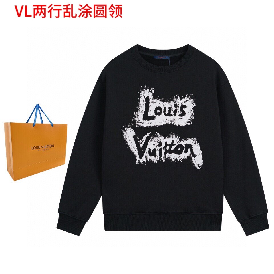 VL两行乱涂圆领LOUIS VUITTON 路易威登 23ss Lv大师设计潮牌新品印花圆领卫衣