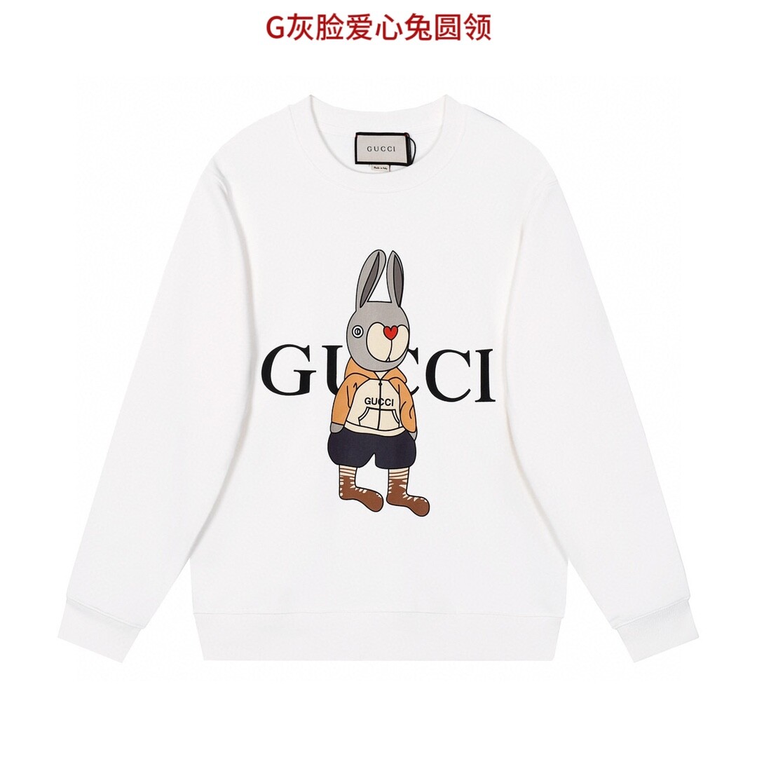 G灰脸爱心兔圆领 GUCCI 古驰 24SS新款潮流经典卫衣