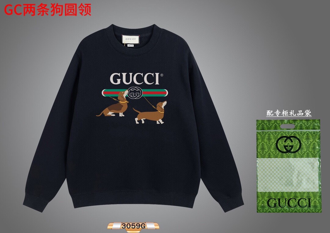 GC两条狗圆领350克纯棉华棉
