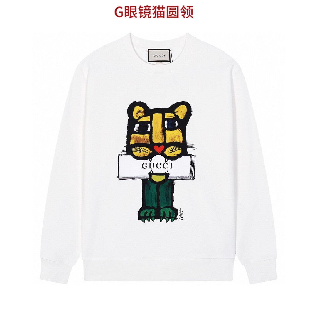 G眼镜猫圆领 GUCCI 古驰 24SS新款潮流经典卫衣