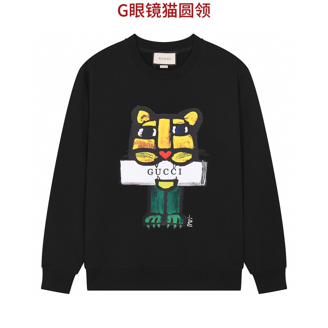 G眼镜猫圆领 GUCCI 古驰 24SS新款潮流经典卫衣