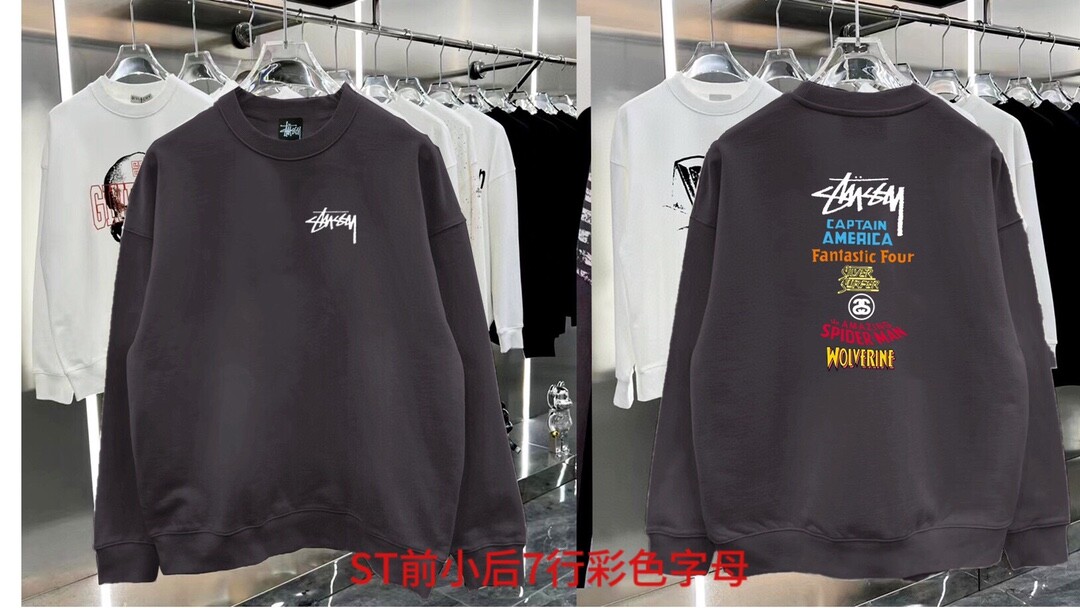 ST前小后7行彩色字母圆领