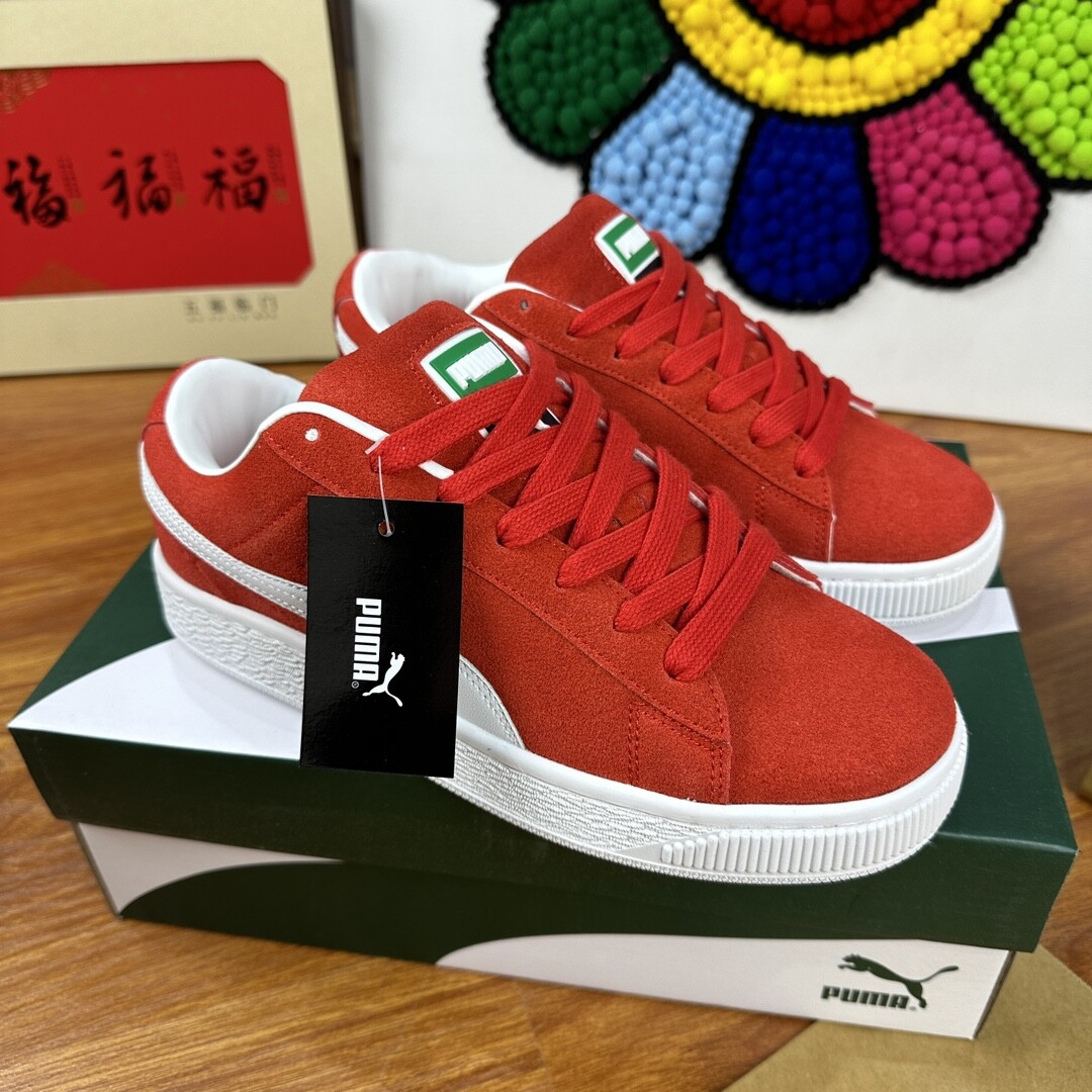  全皮 最高版本PUMA Suede XL 彪马面包鞋 红色 尺码36-44 情侣款