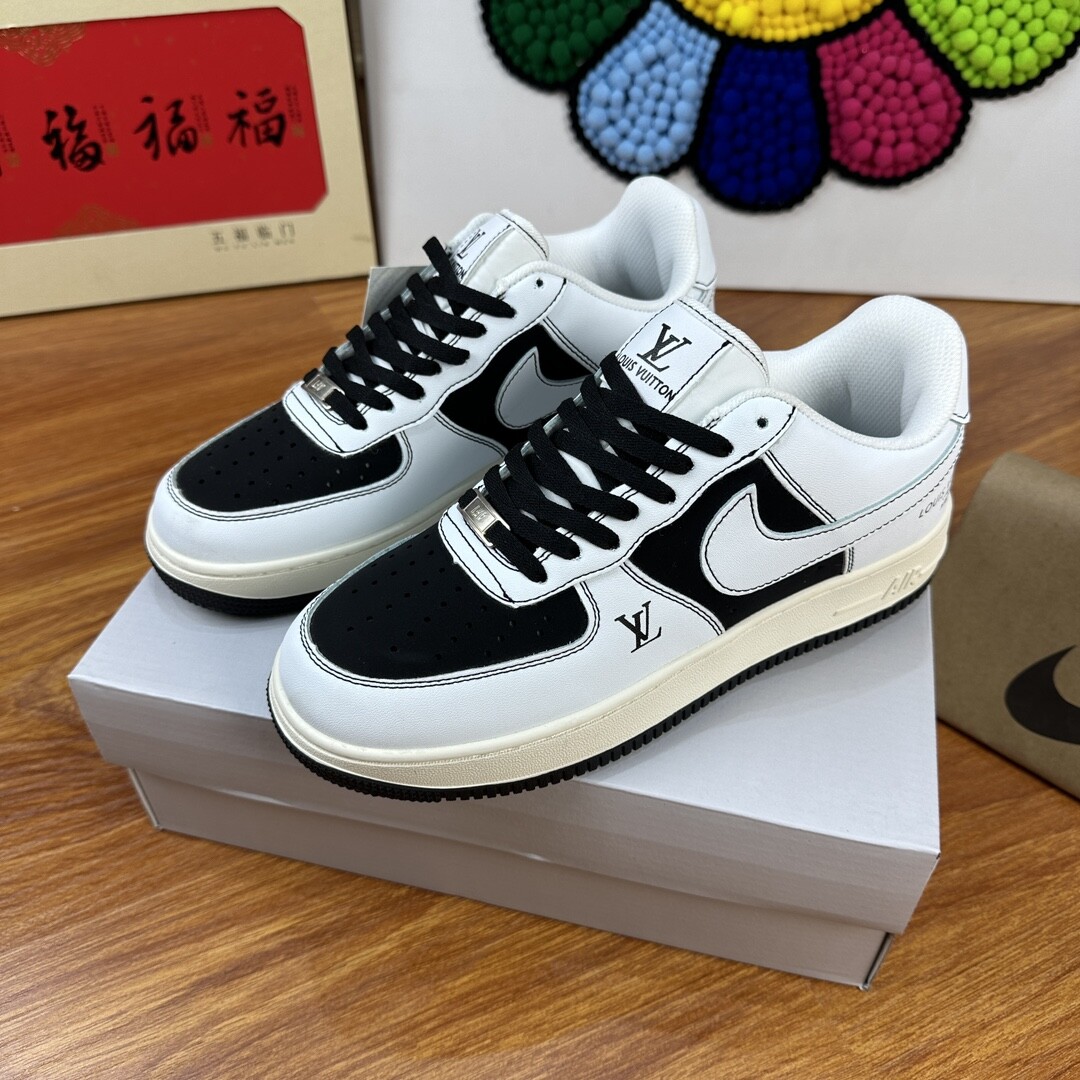 高版本头层皮NK Air Force 1 Low AF1 空军一号低帮  黑白LV 码数36-44 男女现货
