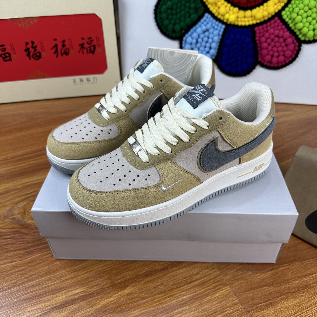 高版本头层皮NK Air Force 1 Low AF1 空军一号低帮  米白灰 码数36-44 男女现货