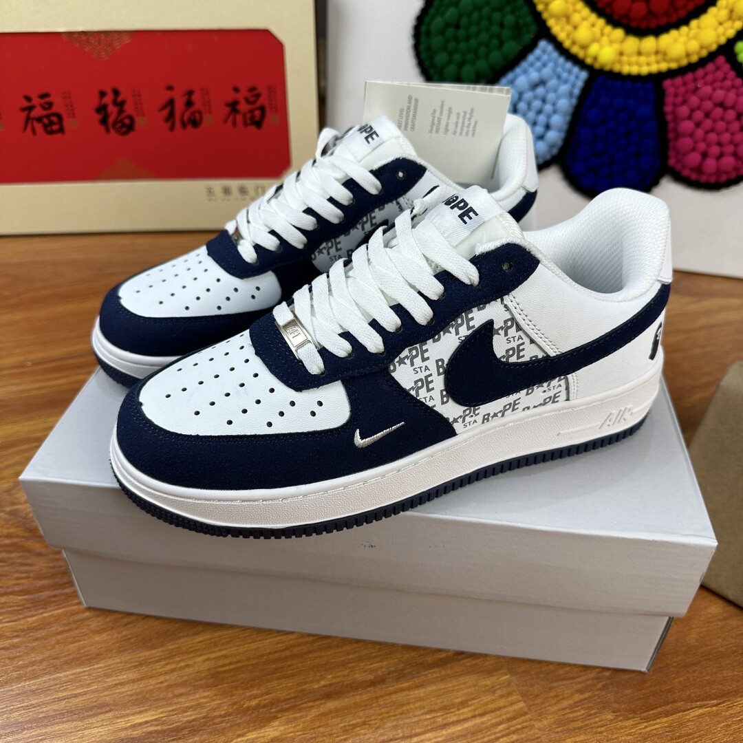 高版本头层皮NK Air Force 1 Low AF1 空军一号低帮  白藏蓝 码数36-44 男女现货