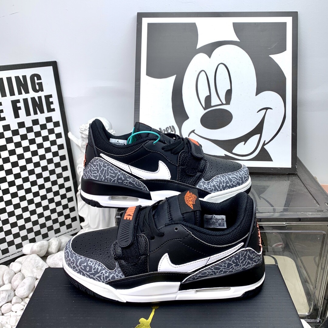 Jordan Legacy 312 Low 高版本 耐磨 低帮 复古篮球鞋 男女同款 爆裂黑 高版本 36-44