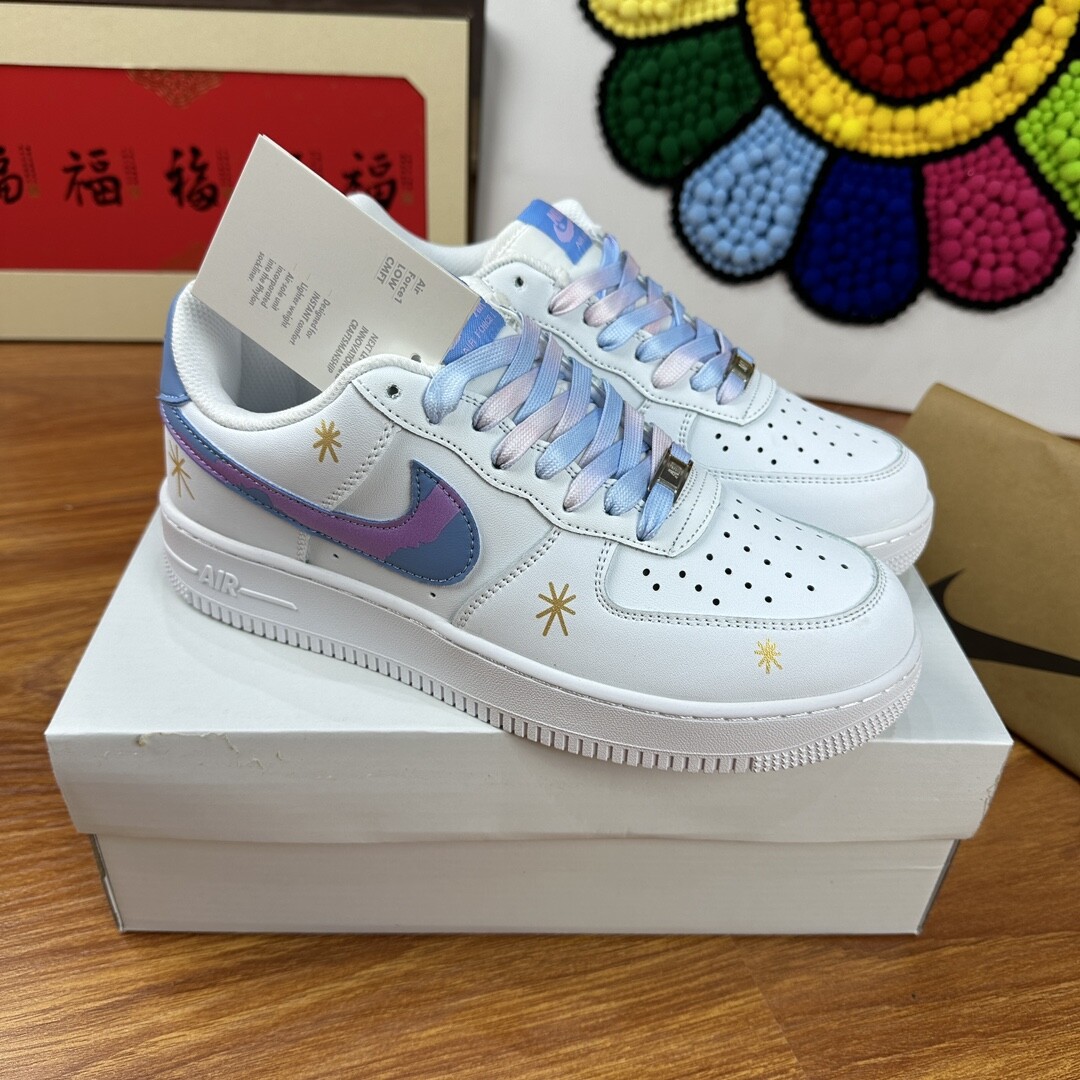 高版本头层皮NK Air Force 1 Low AF1 空军一号低帮  粉蓝星空 码数36-44 男女现货