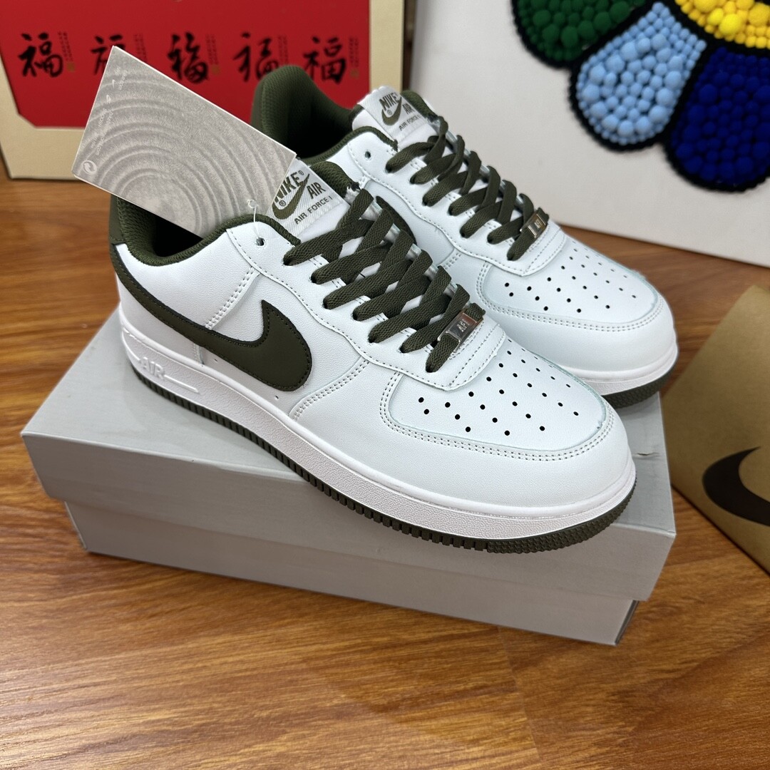 高版本头层皮NK Air Force 1 Low AF1 空军一号低帮  白军绿 码数36-44 男女现货