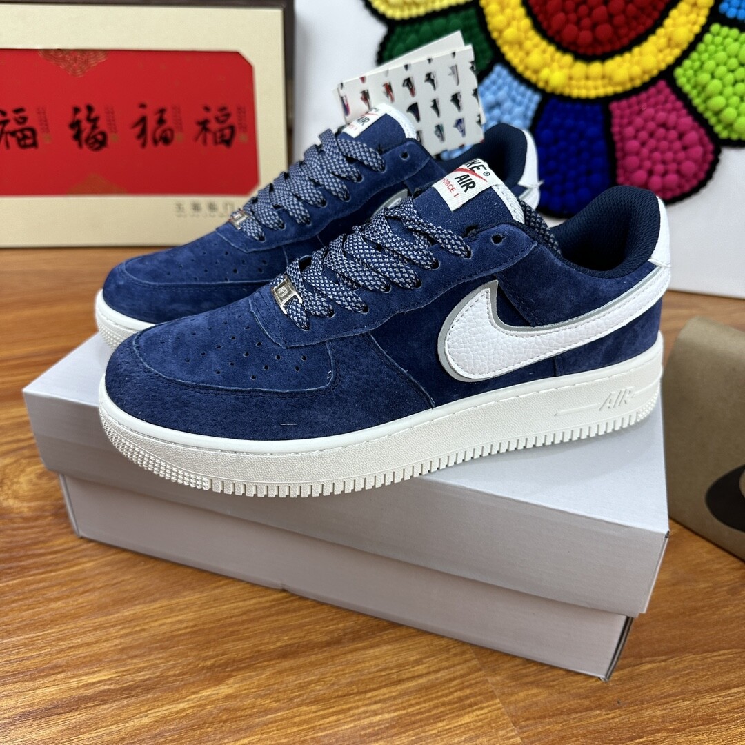 高版本头层皮NK Air Force 1 Low AF1 空军一号低帮  蓝白 码数36-44 男女现货