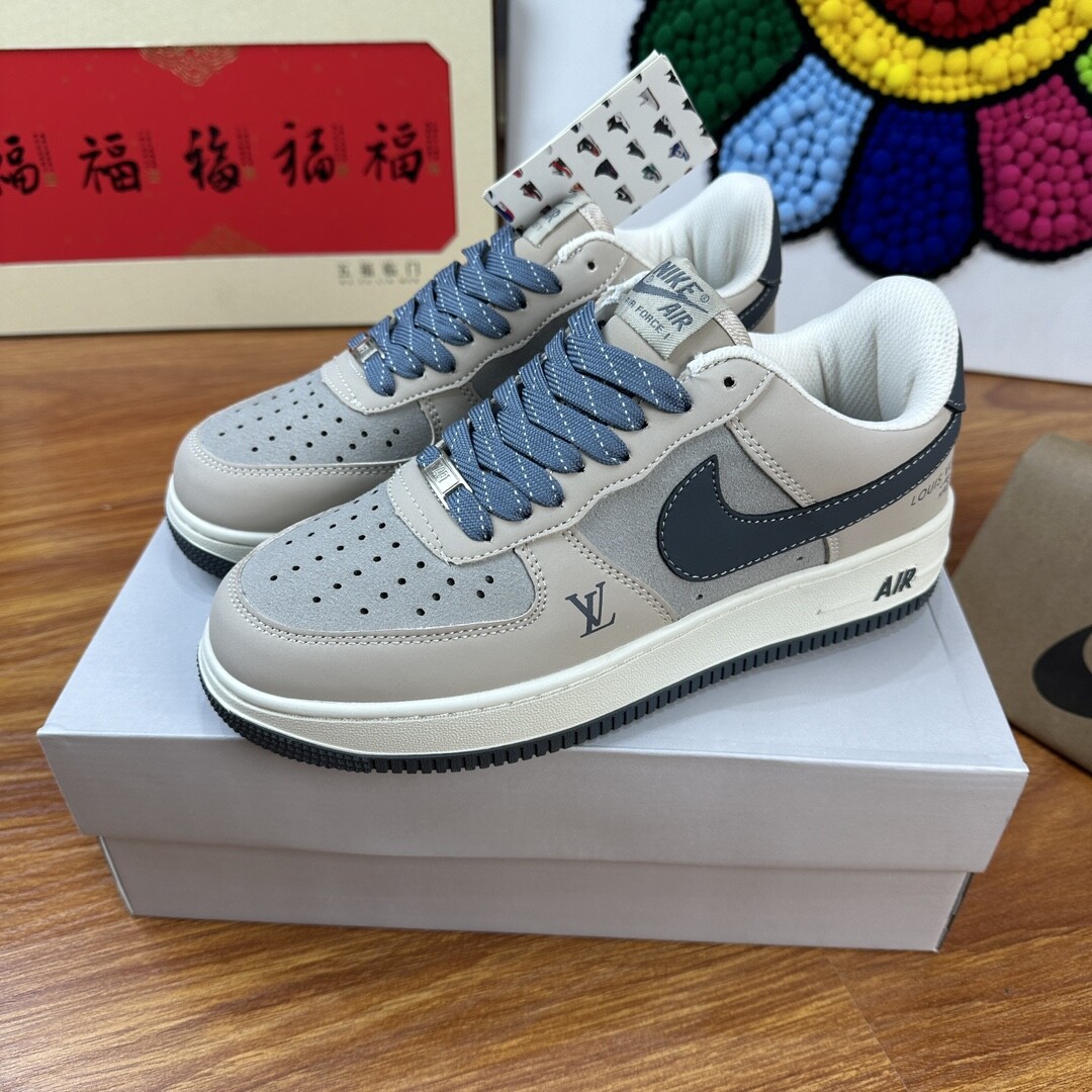 高版本头层皮NK Air Force 1 Low AF1 空军一号低帮  浅灰LV。码数36-44 男女现货
