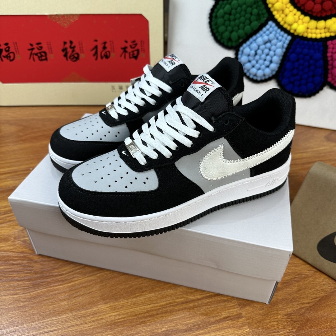 包邮高版本头层皮NK Air Force 1 Low AF1 空军一号低帮  黑灰 码数36-44 男女现货