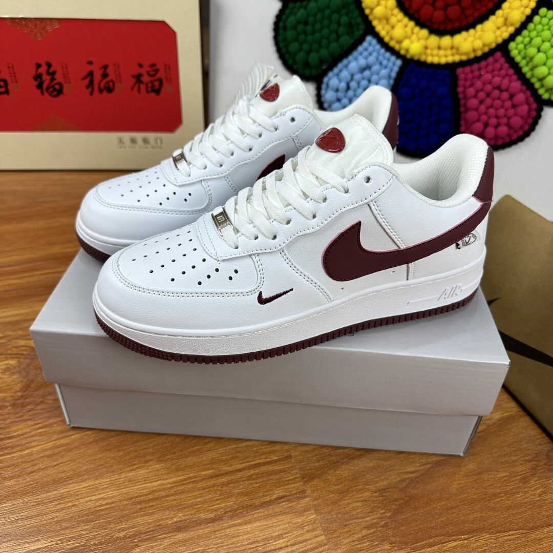高版本头层皮NK Air Force 1 Low AF1 空军一号低帮  白枣红 码数36-44 男女现货