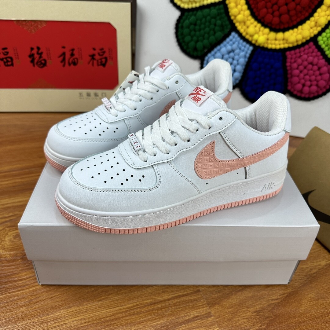 高版本头层皮NK Air Force 1 Low AF1 空军一号低帮  粉色情人节 码数36-40
