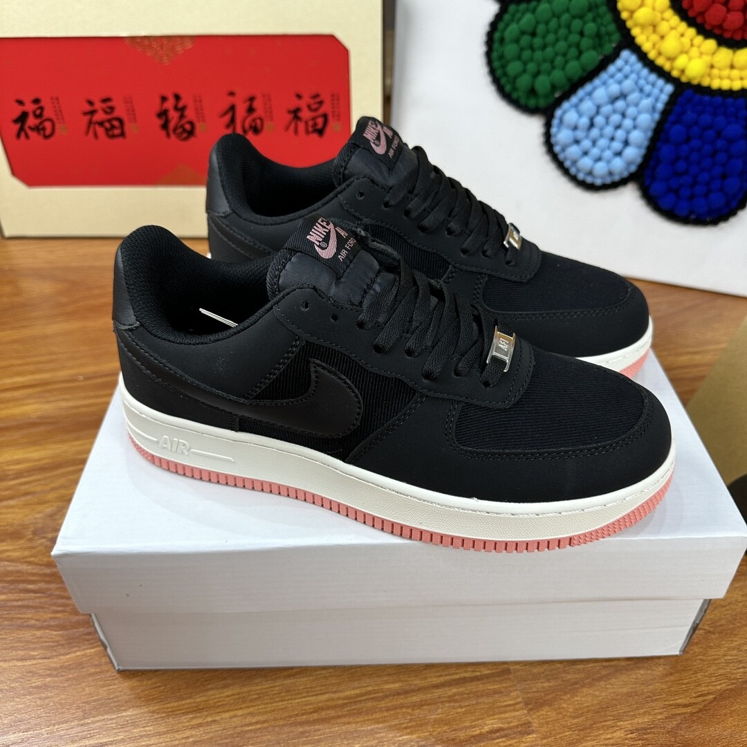 高版本头层皮NK Air Force 1 Low AF1 空军一号低帮  黑粉拼接 码数36-44 男女现货