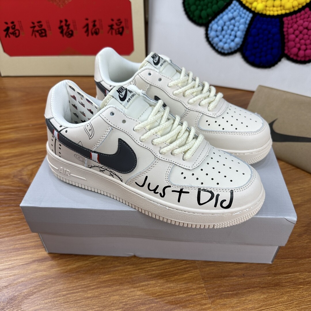 高版本头层皮NK Air Force 1 Low AF1 空军一号低帮  米黑灰 码数36-44 男女现货