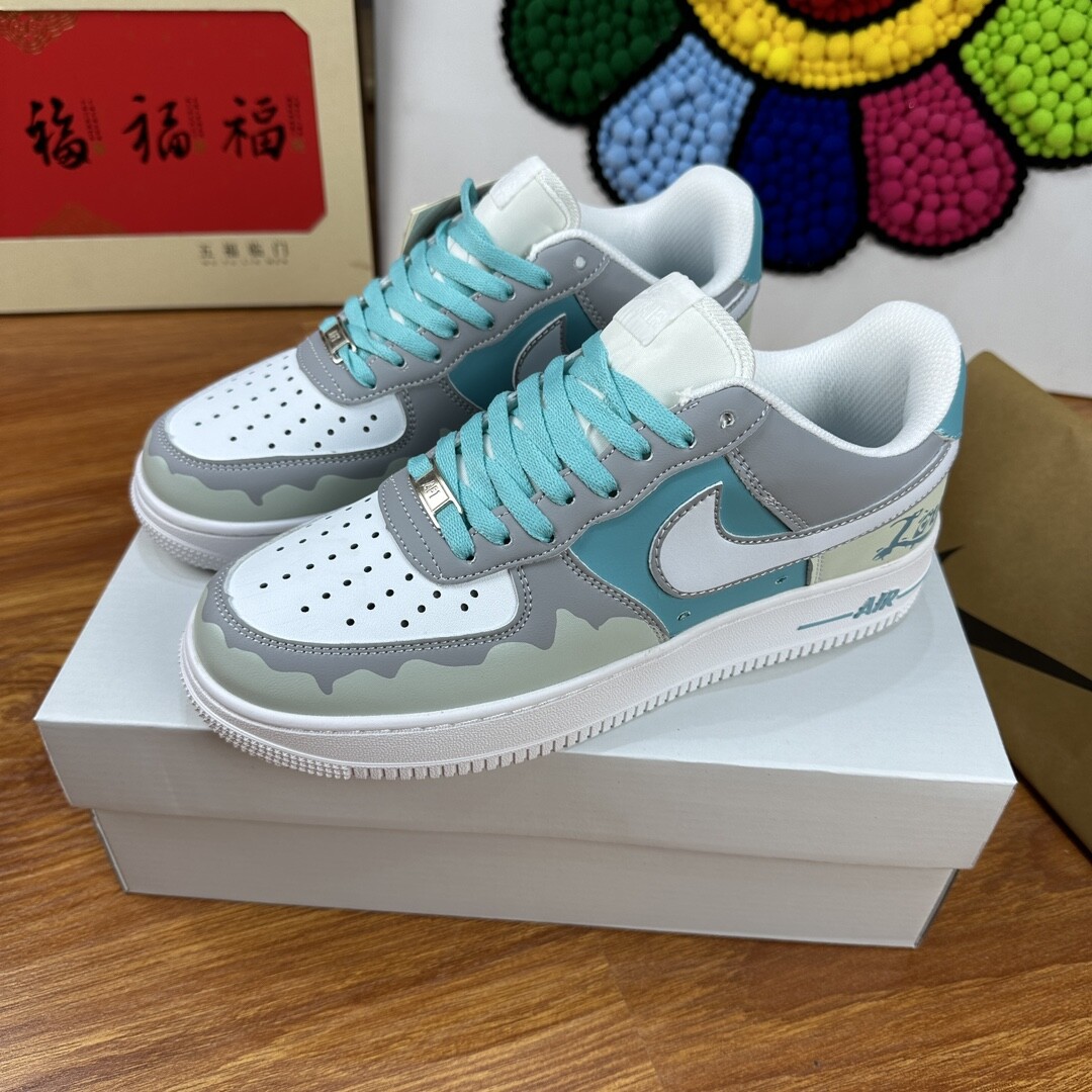 高版本头层皮NK Air Force 1 Low AF1 空军一号低帮  青灰 码数36-44 男女现货