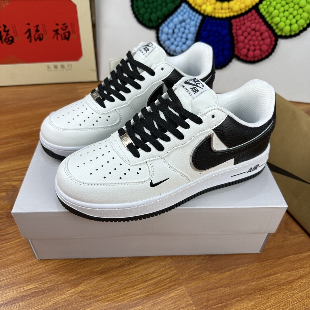 高版本头层皮NK Air Force 1 Low AF1 空军一号低帮  黑白双银 码数36-44 男女现货