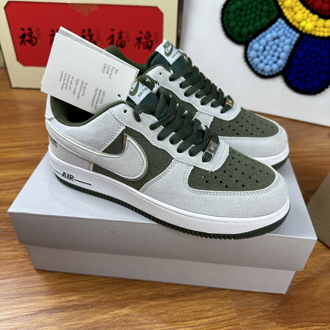 高版本头层皮NK Air Force 1 Low AF1 空军一号低帮  白灰军绿 码数36-44 男女现货
