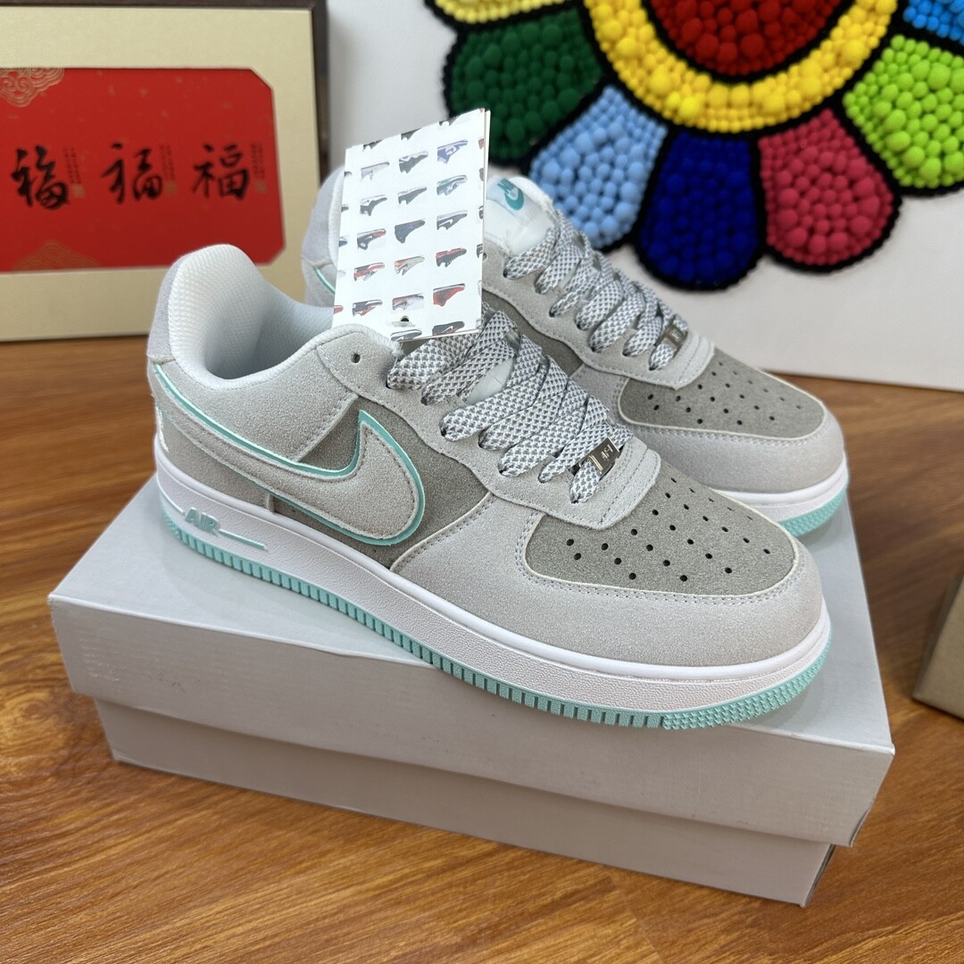 高版本头层皮NK Air Force 1 Low AF1 空军一号低帮  冰蓝 码数36-44 男女现货