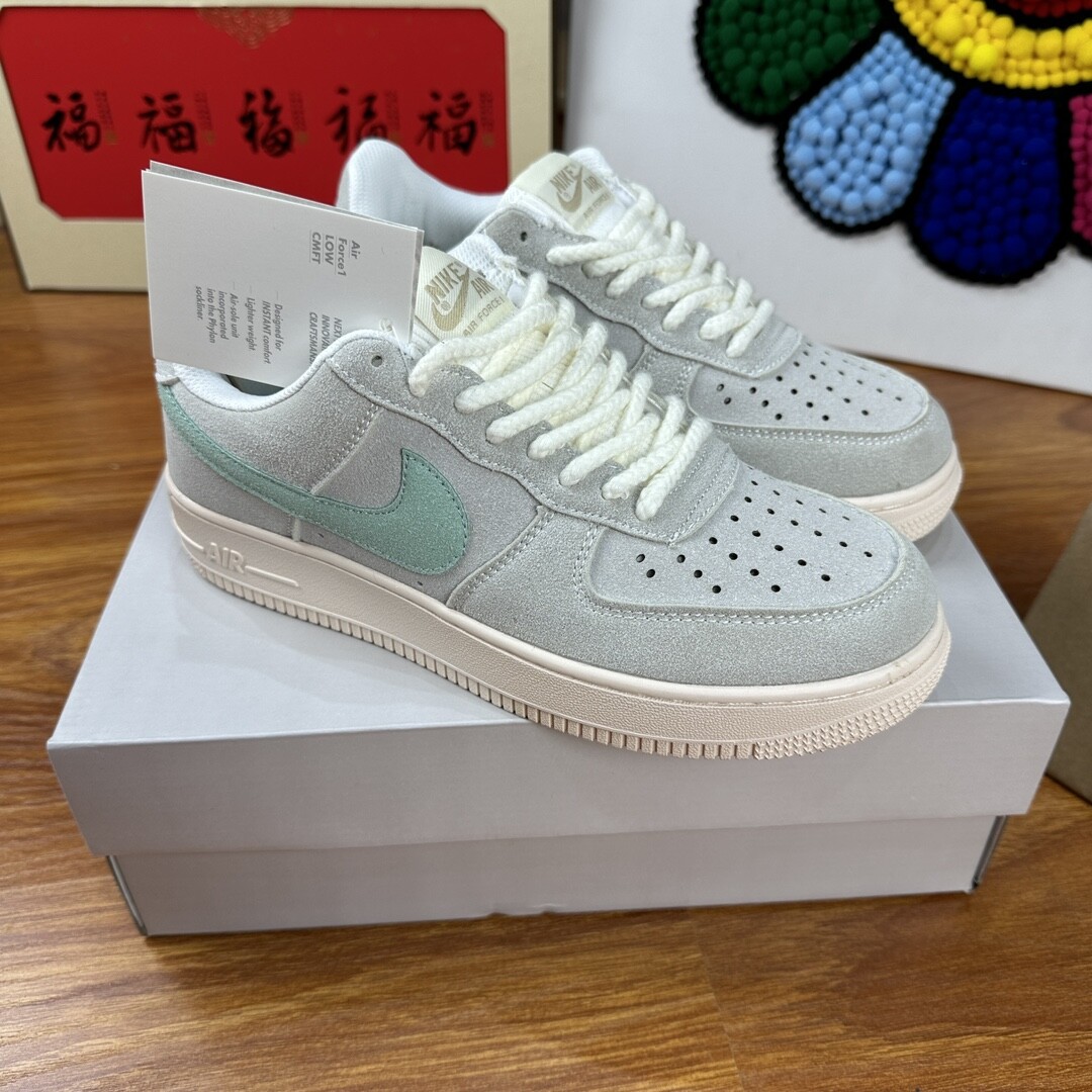 高版本头层皮NK Air Force 1 Low AF1 空军一号低帮  淡淡绿 码数36-44 男女现货
