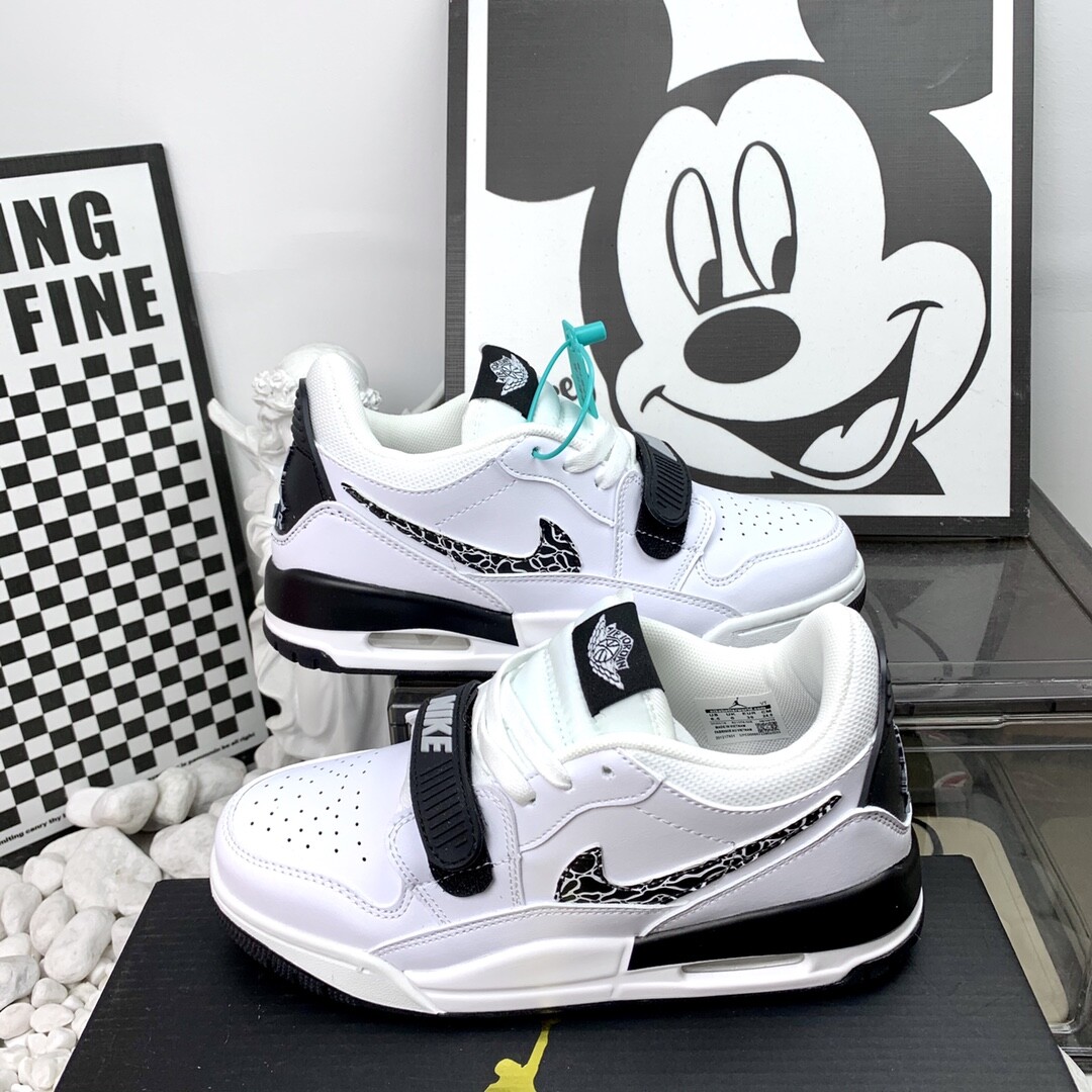 Jordan Legacy 312 Low 高版本 耐磨 低帮 复古篮球鞋 男女同款 白黑爆裂纹 高版本 36-44