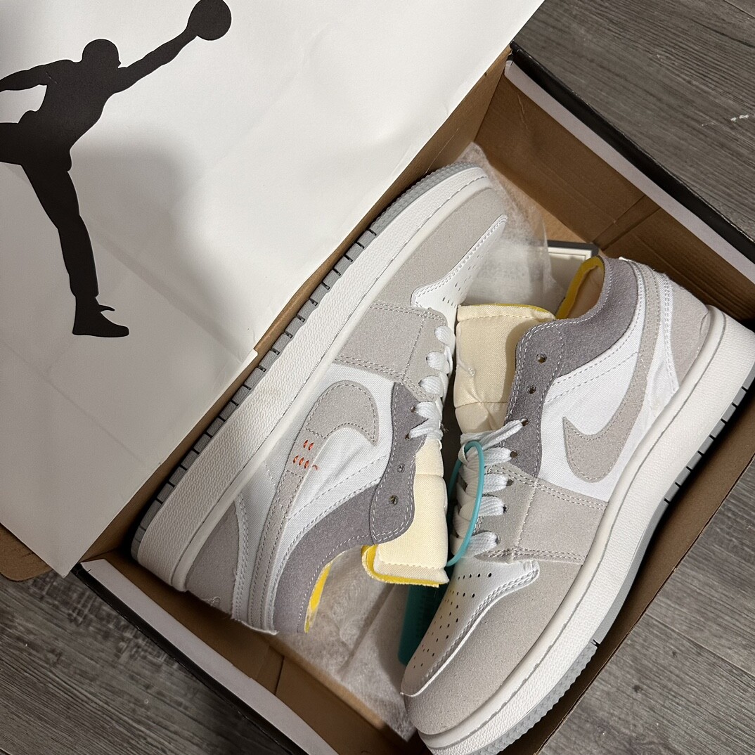  高版本 Air Jordan 1 Low Aj1低帮 飞线白灰 码数36-44 男女现货