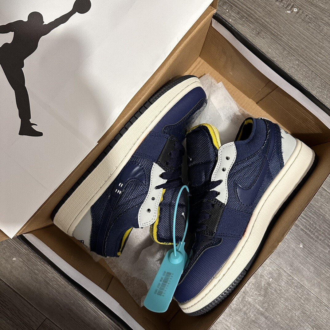  高版本 Air Jordan 1 Low Aj1低帮 飞线蓝灰码数36-44 男女现货