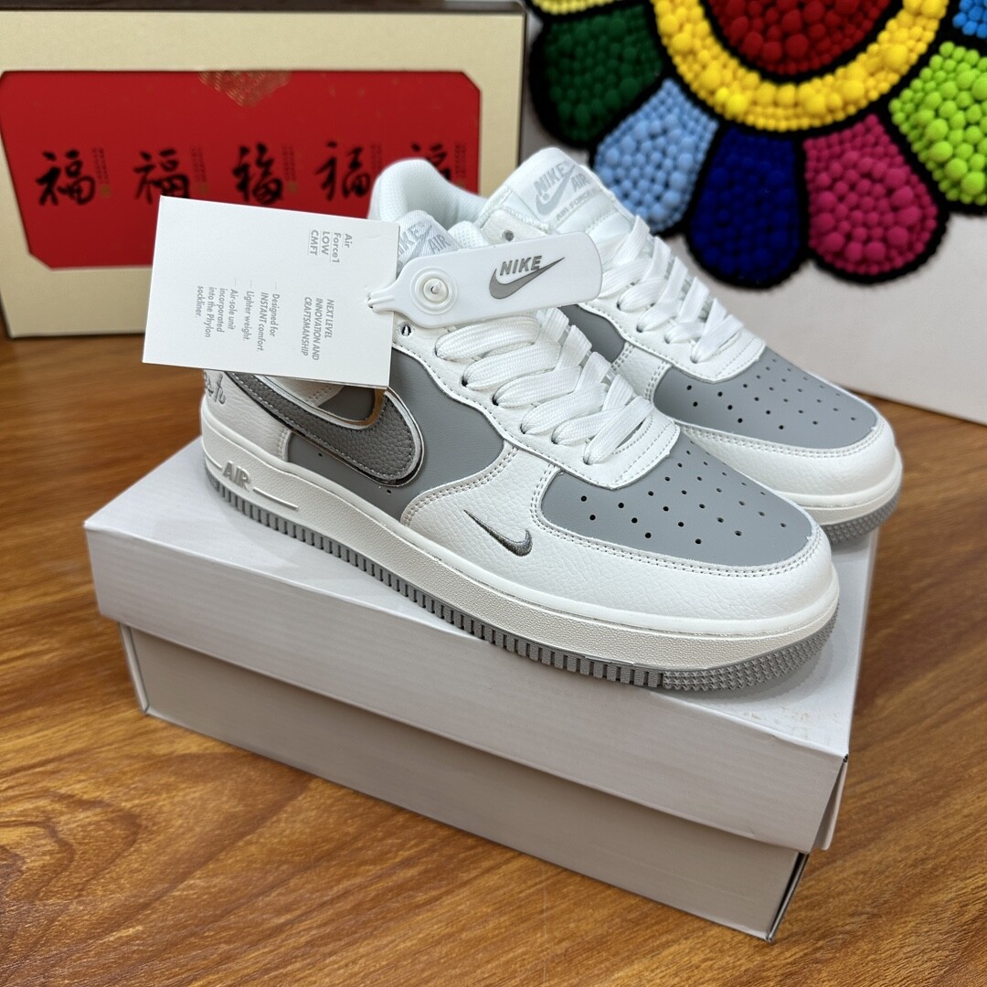 高版本NK Air Force 1 Low AF1 空军一号低帮  白灰色 码数36-44 男女现货