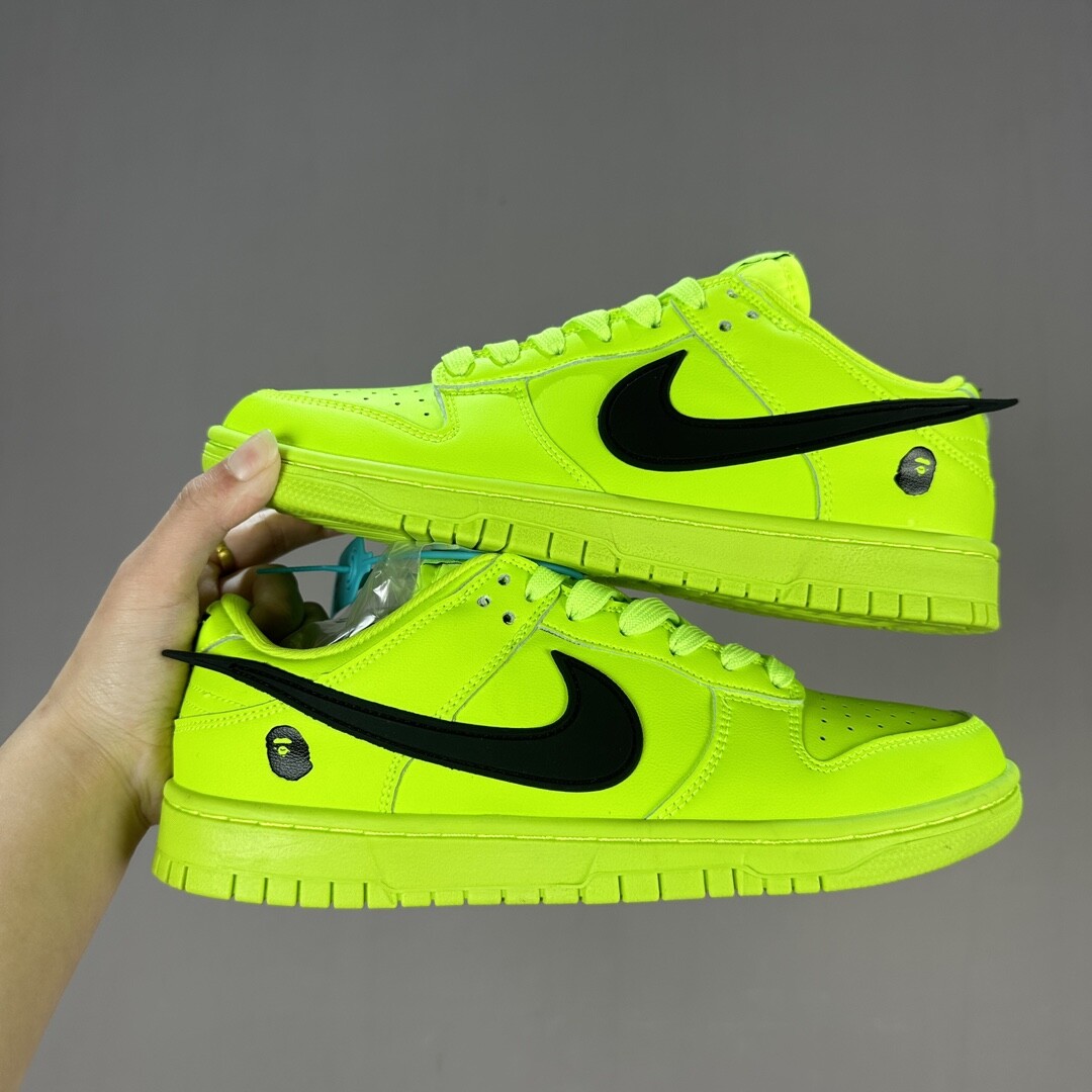 高版本Nike Dunk Low 低帮 潮鞋板鞋 GS 36-45  （DIY高端定制）飞机联名荧光绿