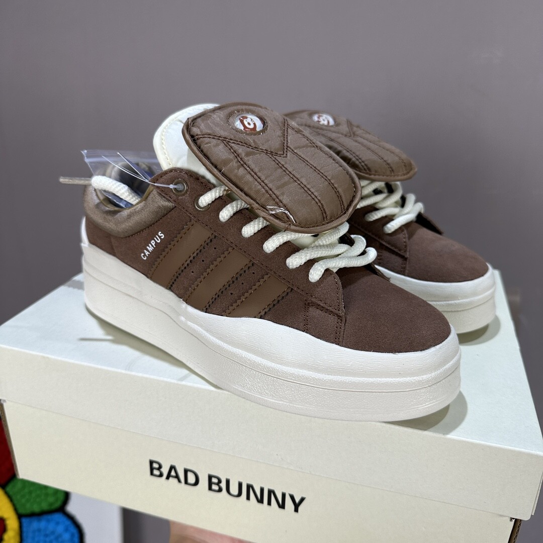  高版本Bad Bunny x adidas originals Campus 坏痞兔 潮流休闲 防滑耐磨 板鞋 男女同款 36-45 码数随意挑选 棕色