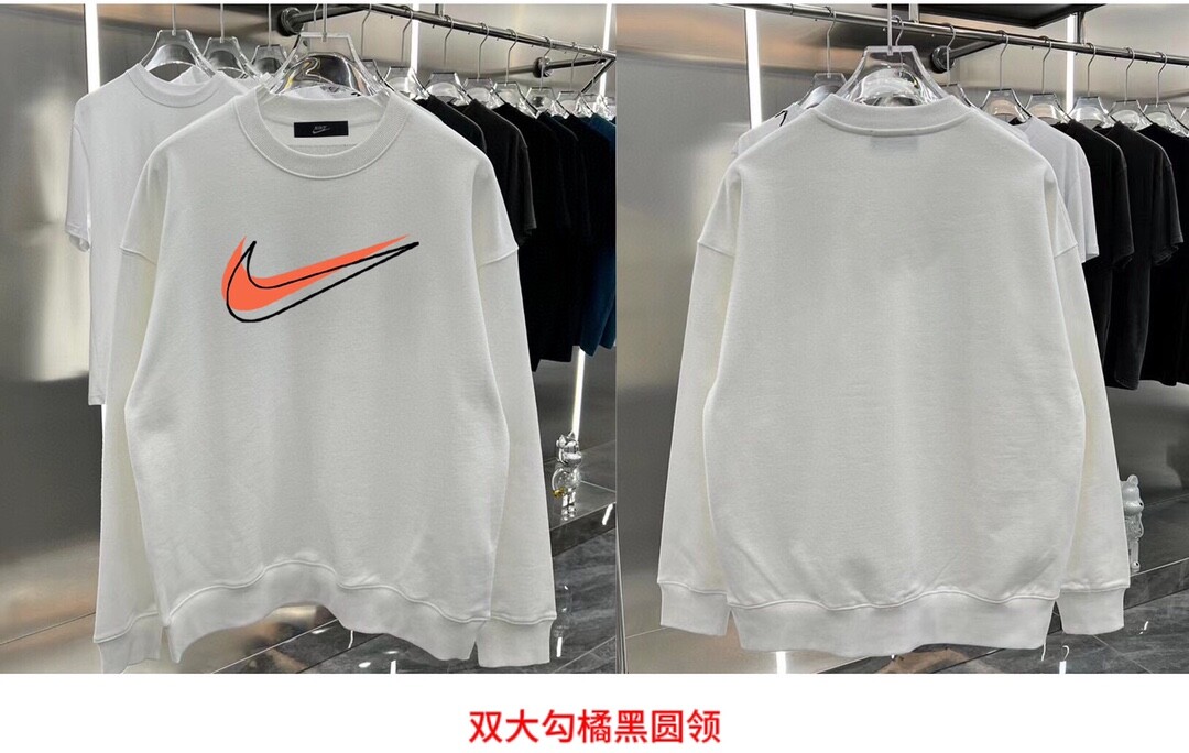 双大勾橘黑标圆领