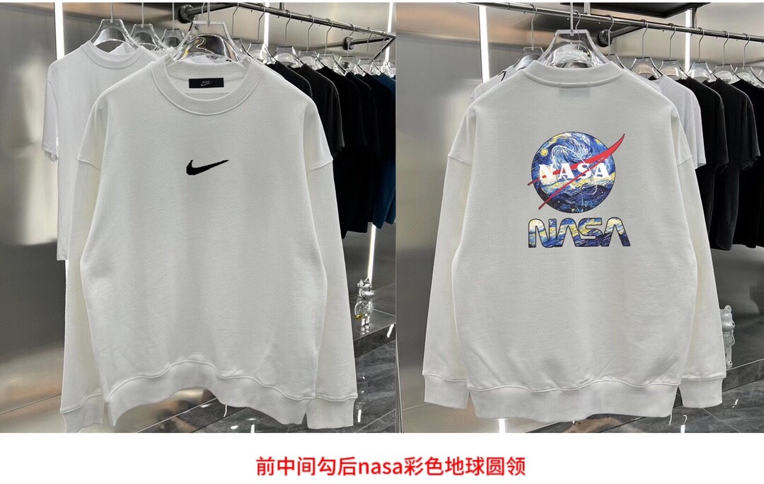 前中间勾后nasa彩色地球圆领耐克NIKE圆领
