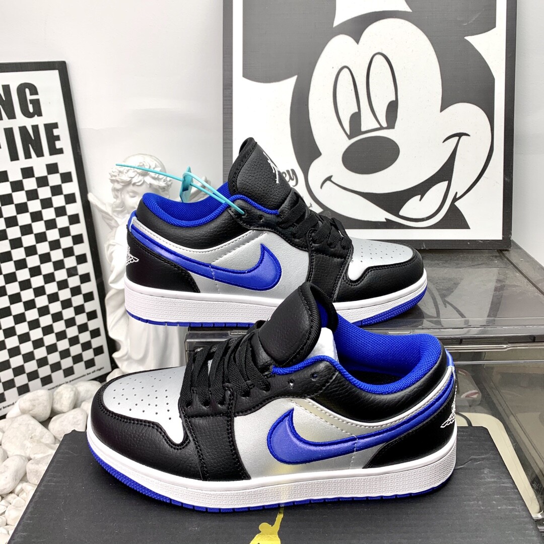 高版本 AJ低帮镭射黑篮 Jordan Air Jordan 1 Low 耐磨防滑 复古板鞋 36-44码！